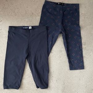 Tex and Okaidi Navy and Cherry Print Kids 3/4 Leggings